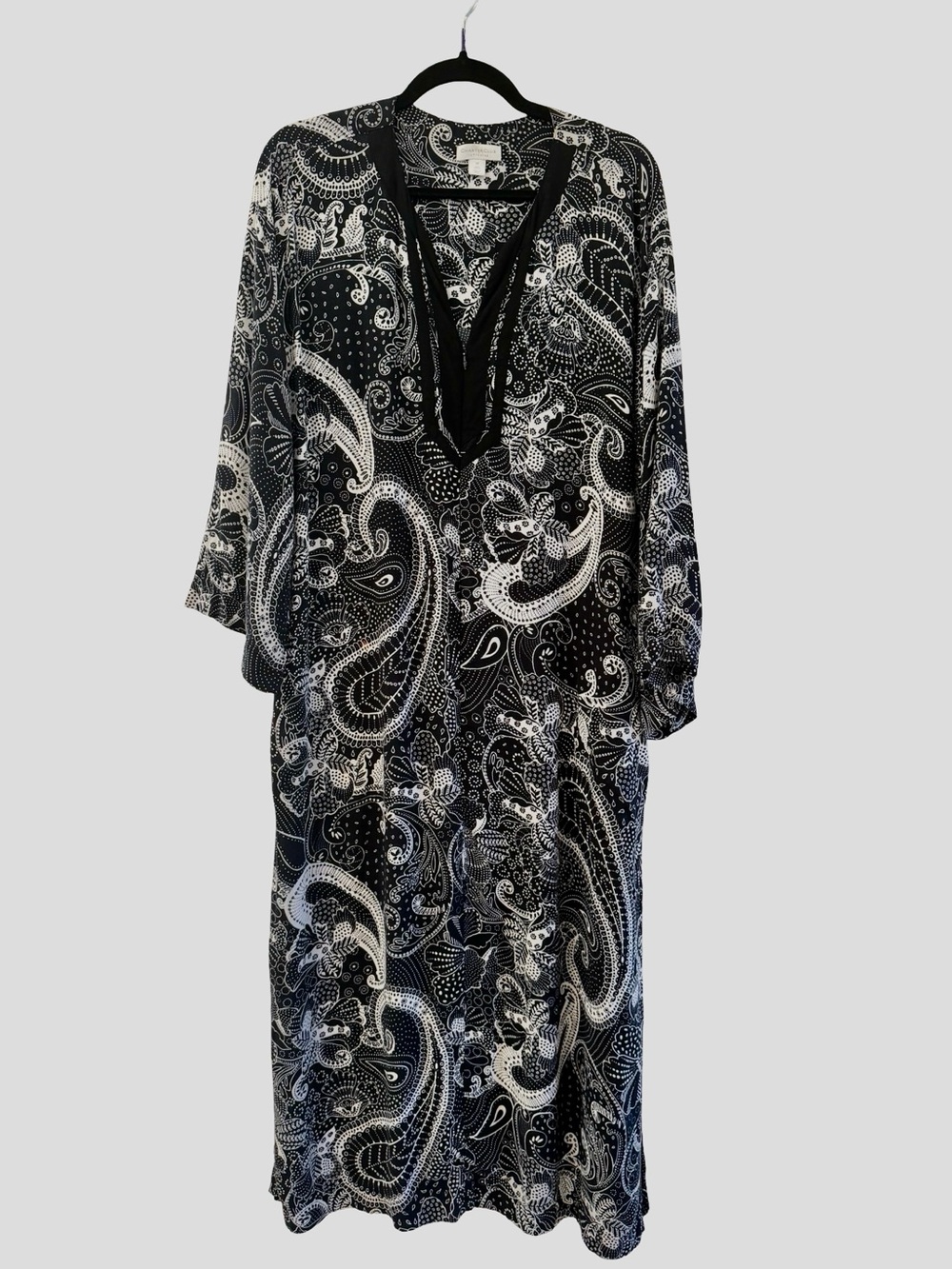 Charter Club Paisley Midi Dress Black White 100% Rayon Medium